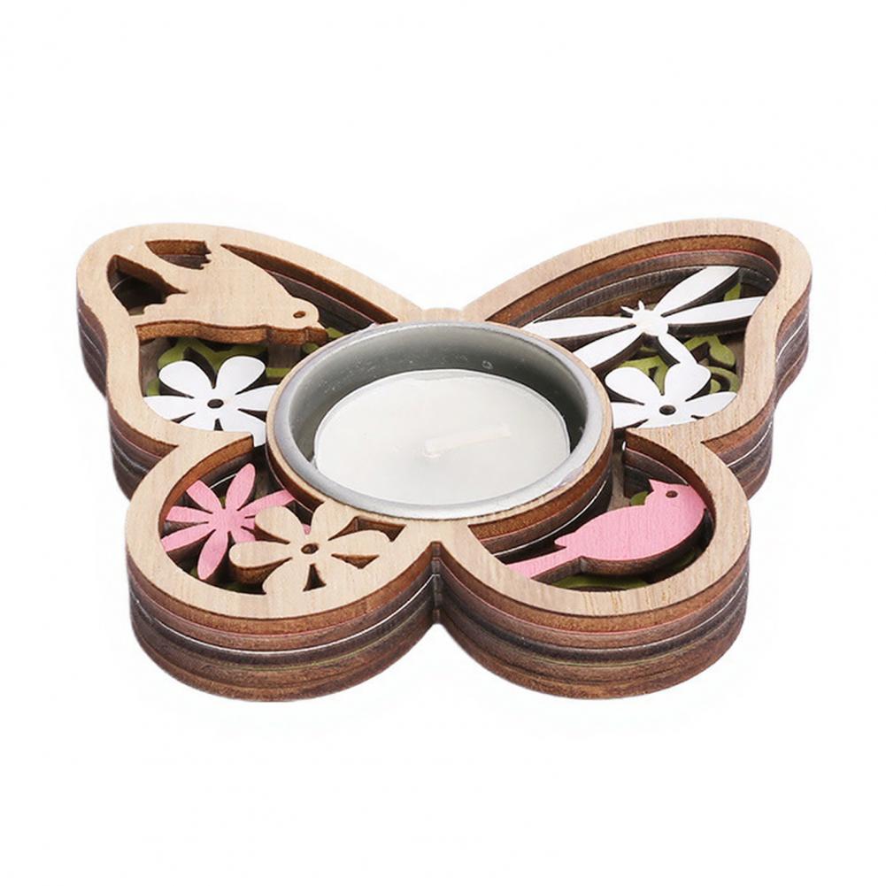 Wooden Candle Holder Three-dimensional Wood Candle Holder Wooden Heart Butterfly Flower Candle Holders Tealight for Weddings