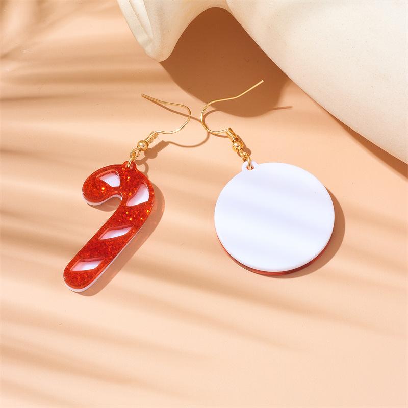 New Christmas Mirror Star Christmas Hat Candy Stick Acrylic European and American Earrings