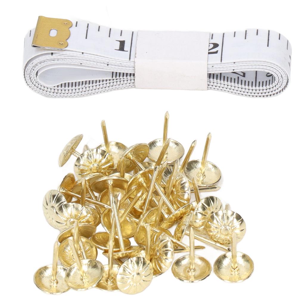 100Pcs Upholstery Tack Decorative Nail Pin Head Carbon Steel Set Kit for Furniture Gold