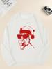 Men's Casual Crewneck Sweatshirt with Gorilla Wearing Santa Hat Design 100% Cotton Printed Long-Sleeve Crew Neck Pullover