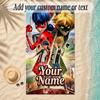 Strandtuch Miraculous Ladybug Benutzerdefinierter Name Text Personalisierbares Weiches Handtuch für Strand Pool Innen Hausdekoration Geschenk