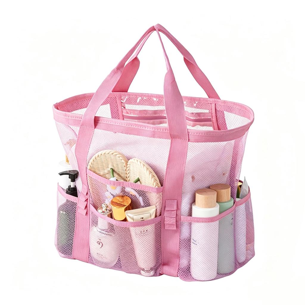 Large Capacity Multifunctional Mesh Beach Bag & Swimsuit Storage Handbag