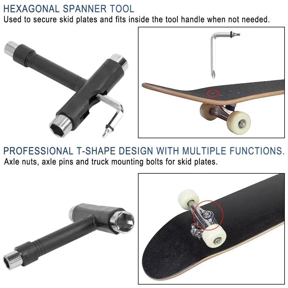 All in One Roller Skate T Tool T Shape Skateboard Repair Tool Skateboard Wrench Outdoor Sports