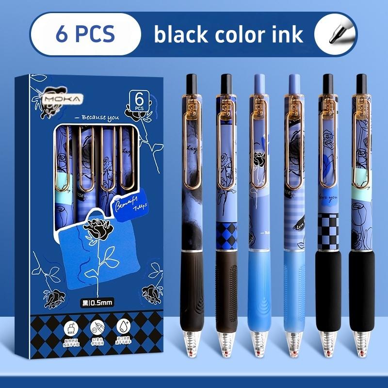 6pcs Rose And Time Gel Pens Set Forever Love Romantic 0.5mm Ballpoint Black Color Ink for Writing School A3090