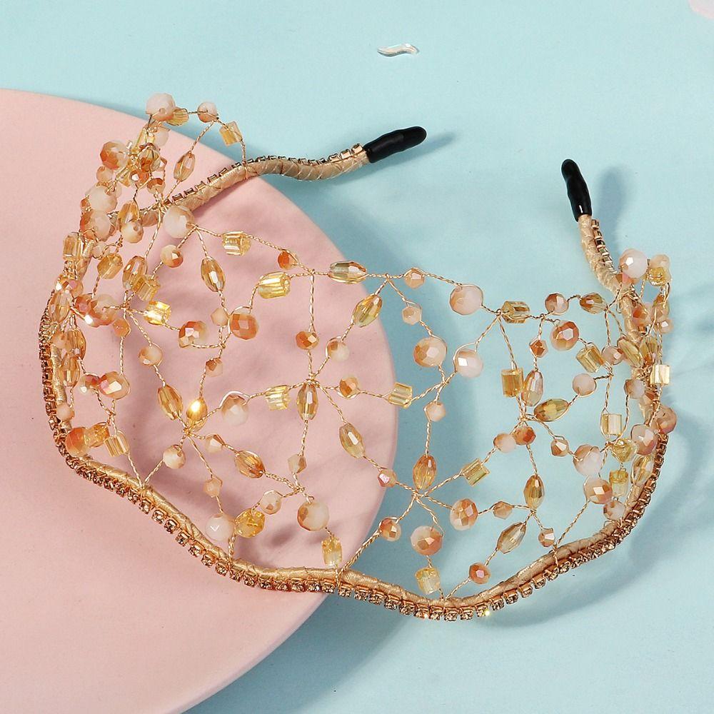 Handmade Sparkling Rhinestone Tiara Elegant Headbands Bride Hair Bands  Birthday