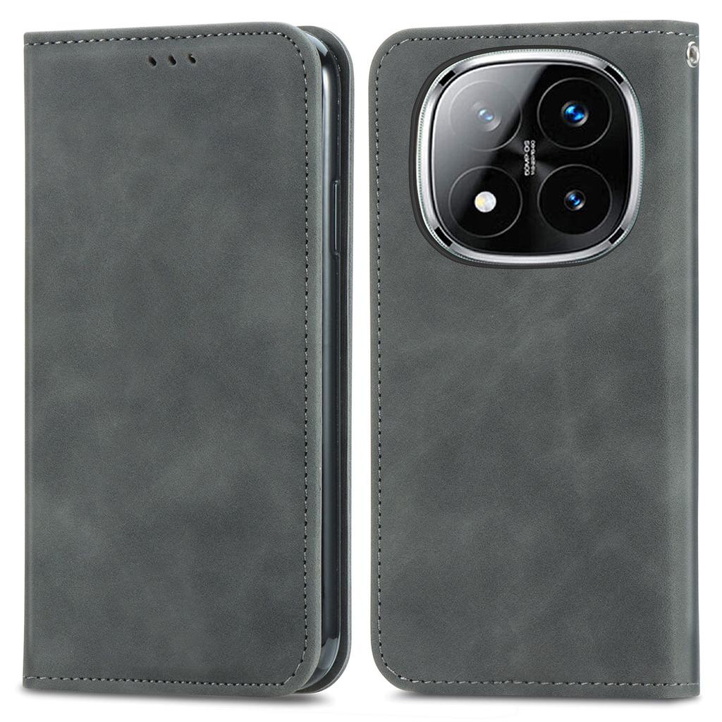 For Xiaomi Redmi Note 14 Pro+ 5G Case Skin Touch Feeling Leather Card Holder Phone Cover Magnetic Absorption