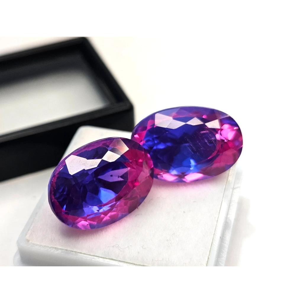 Natural Pitambari Sapphire For Earring Making Oval Cut 30+ Ct Gemstone