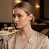 Women's Pearl Flower Button Cover Rhinestone Embellished Detachable Cufflinks Dress Shirt Accessory for Crafting DIY