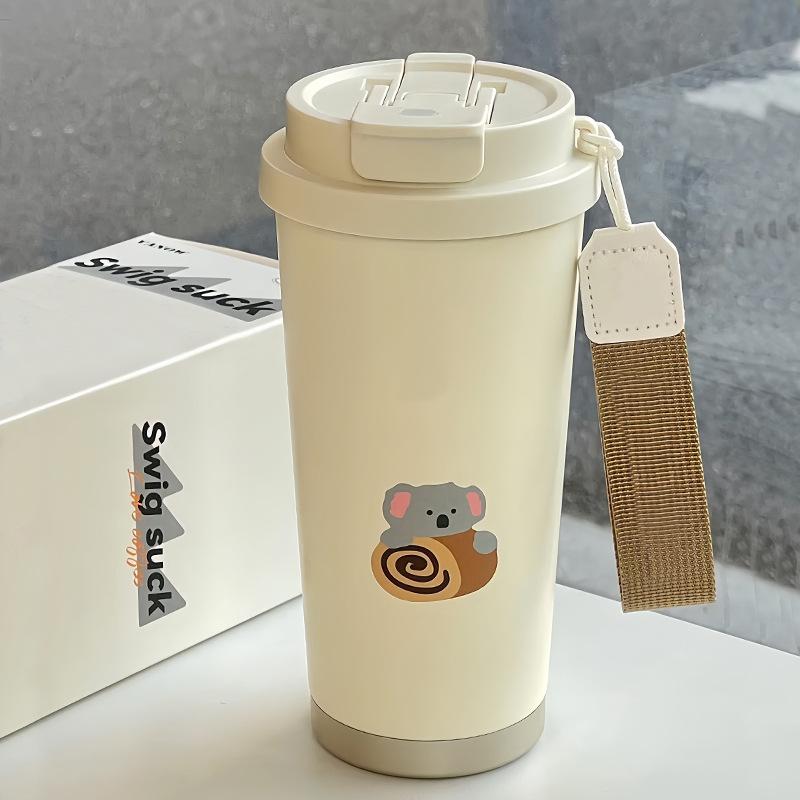 

Retro Coffee Cup 316 Stainless Steel Insulation Cup Cute Simple Office Water Cup Portable with Straw 401-500ml