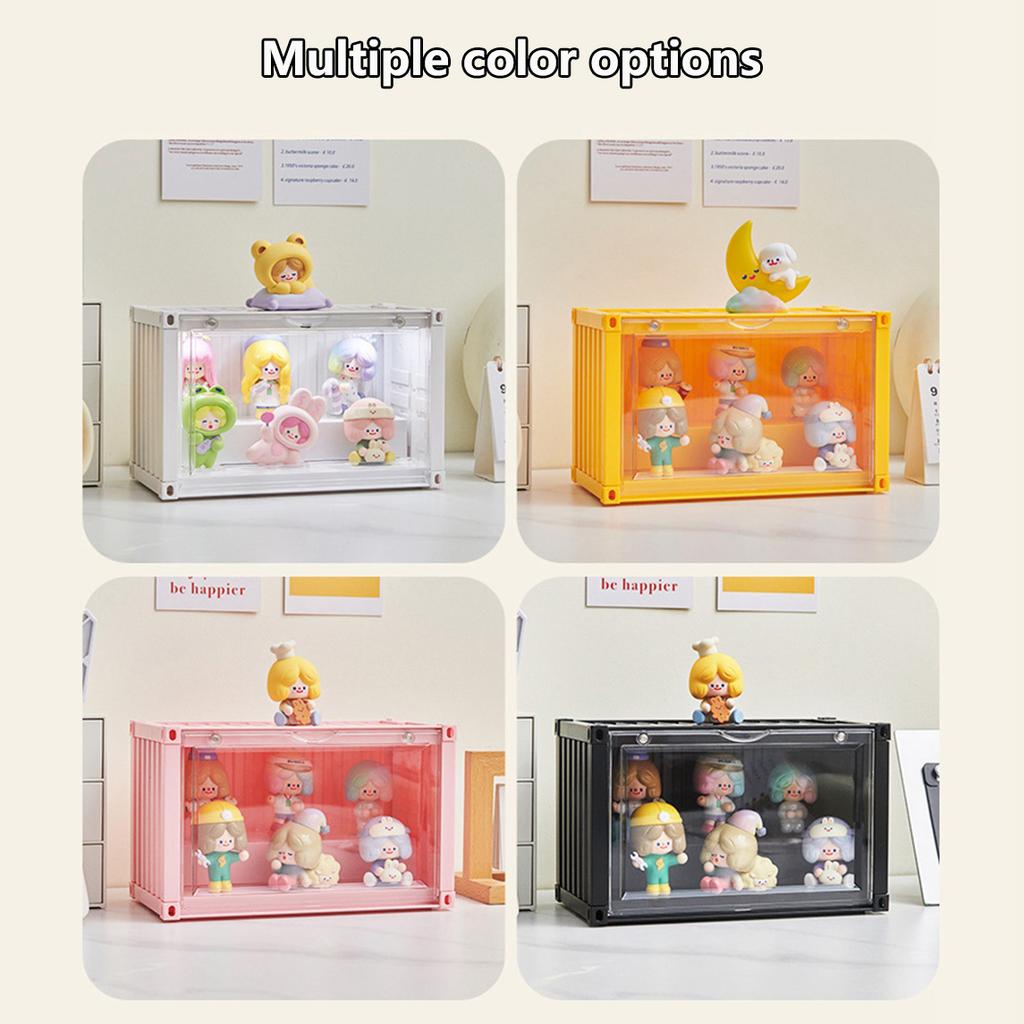 Doll Toy Storage Box with Light Blind Box Display Stand Dustproof Stackable Organizer Case for Figures Showcase Organizer Boxes