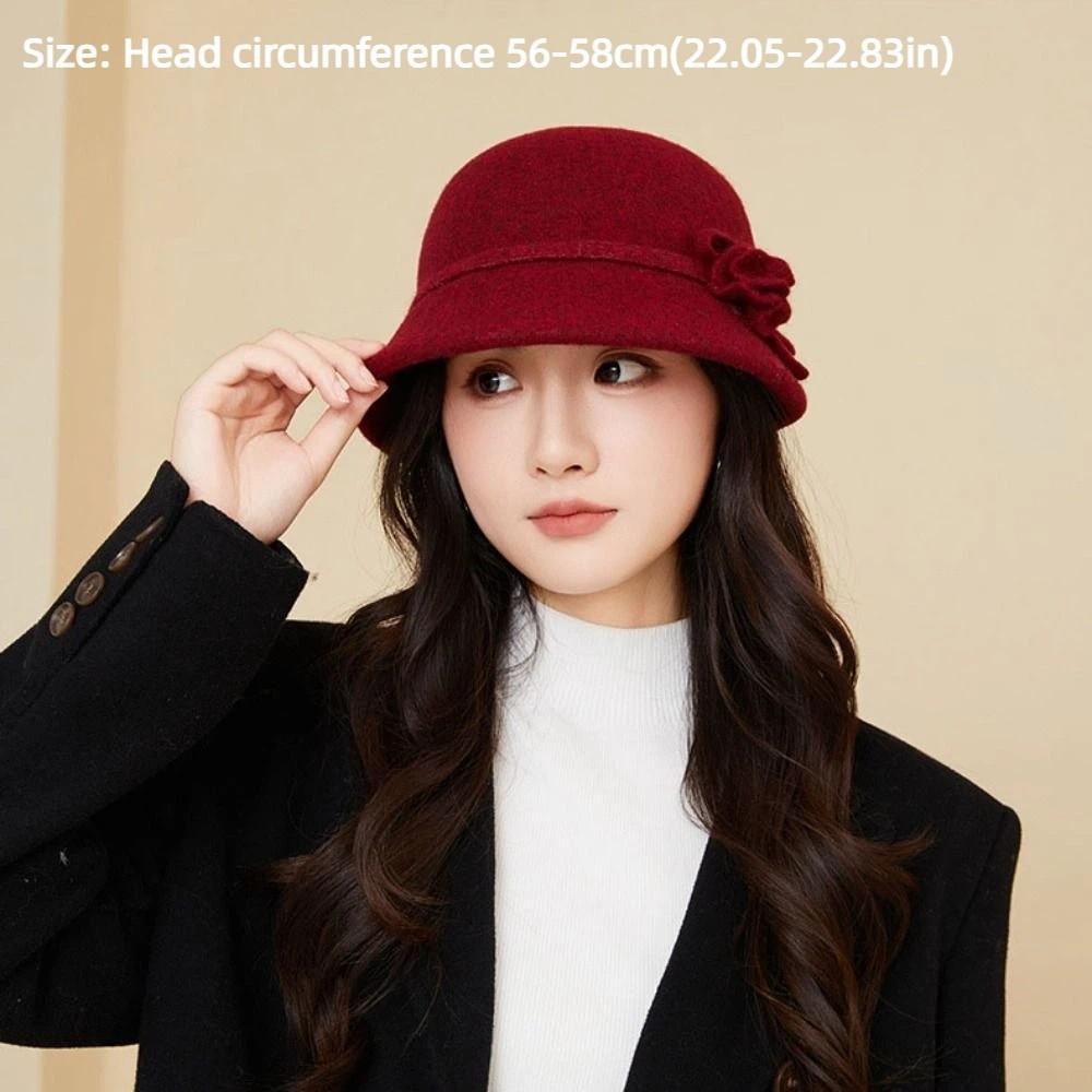 Trendy Keep Warm Women Fisherman Hat Windproof Elegant Bucket Hat Hepburn Style Thickened Basin Caps Women