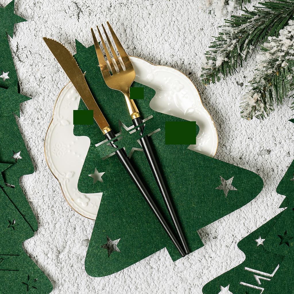 Red Green Xmas Tree Cutlery Knife Fork Spoon Covers Table Decor Christmas Tableware Pocket Holder Bags New Year Dinner