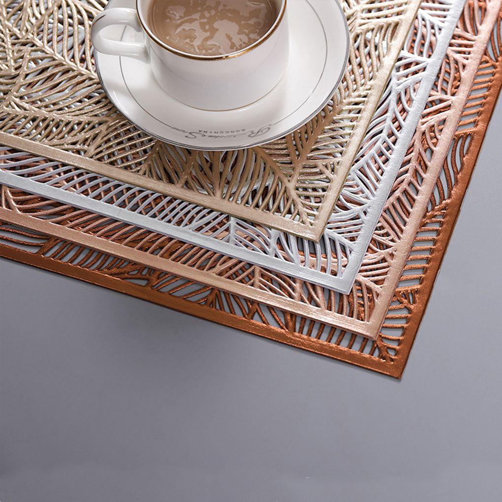 Table Mat Rectangular Hollow Placemat Resistant Mug Pad ple Tableware Decorations