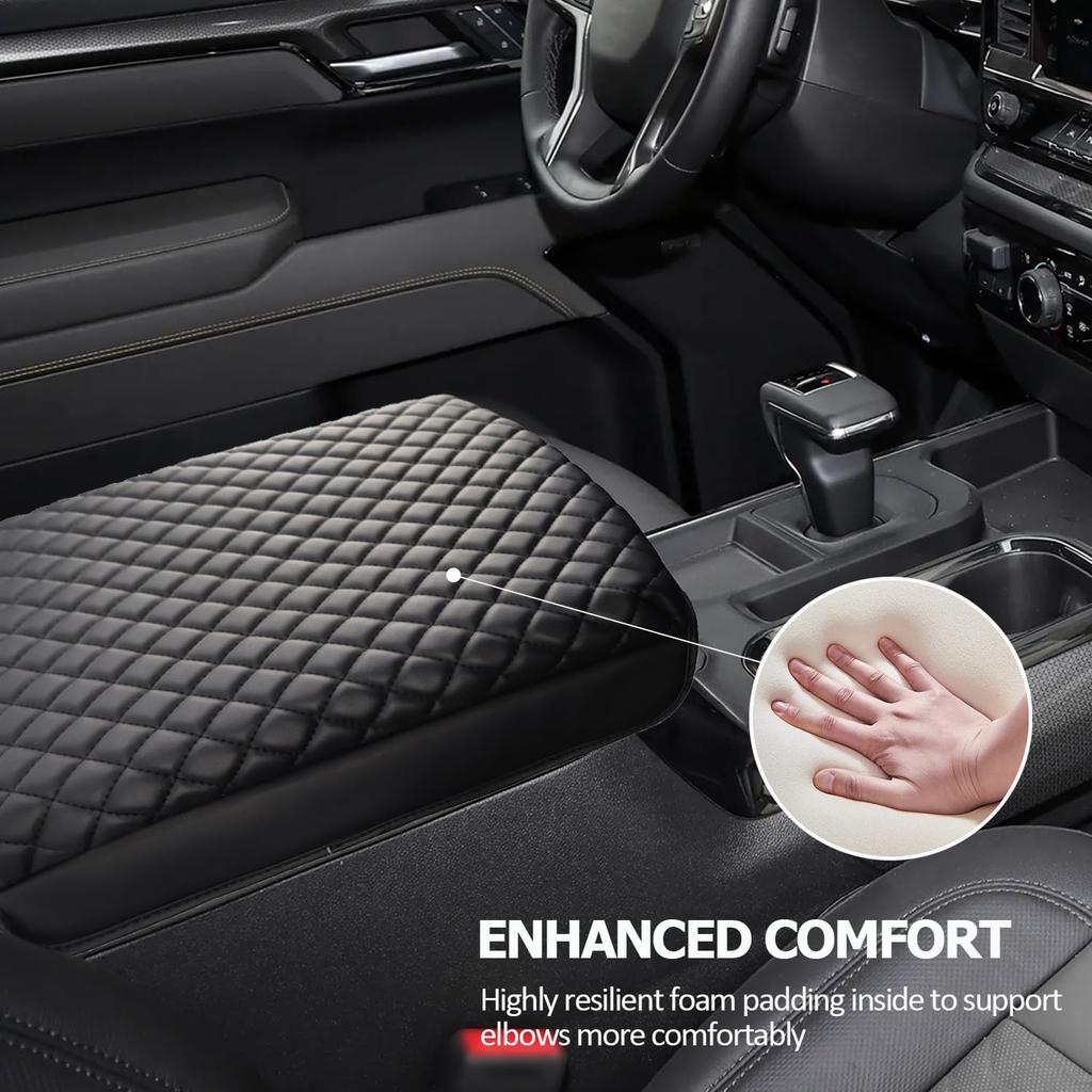 1.2In Thickness Center Console Cover Compatible With -2025 Chevy Silverado/GMC Sierra And -2025 Tahoe/Suburban/Yukon , Car Armrest Cover Leather