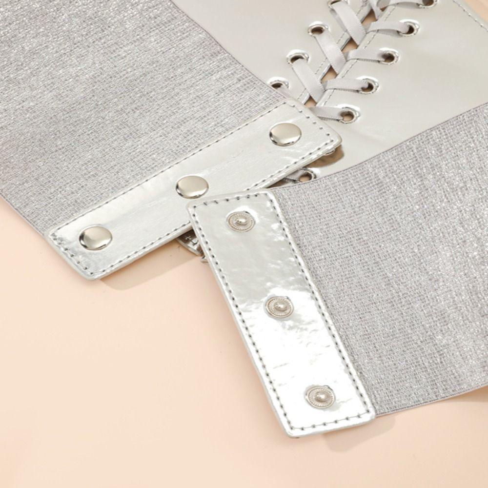 Damski pasek na talię z wysokim stanem PU skórzany szeroki pasek na talię osobowość złote kummerbundy kobiety