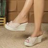 Fashion Shoes Ladies' Slippers Flock Low Rome Slides Fabric Hoof Heels TPR Flock Low Shoes Ladies' Slippers Slides Rome TPR Fabric Hoof