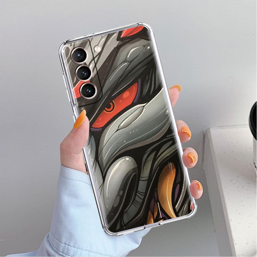 Samurai Oni Mask Cool Clear Case For Samsung Galaxy S22 S20 FE S21 S10 S9 Plus Note 20 Ultra 10 Lite Transparent Phone Shell