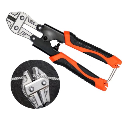 Lightweight and compact bolt and wire cutters, made from CRV steel with a non-slip handle and high cutting power. Ideal for cutting steel wire, wire,