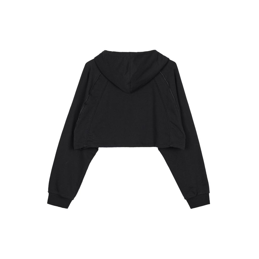 Jordan FW22 Logo Drawstring Hoodie Cropped Long Sleeve Sweatshirt Women Tops Black DQ4391-010