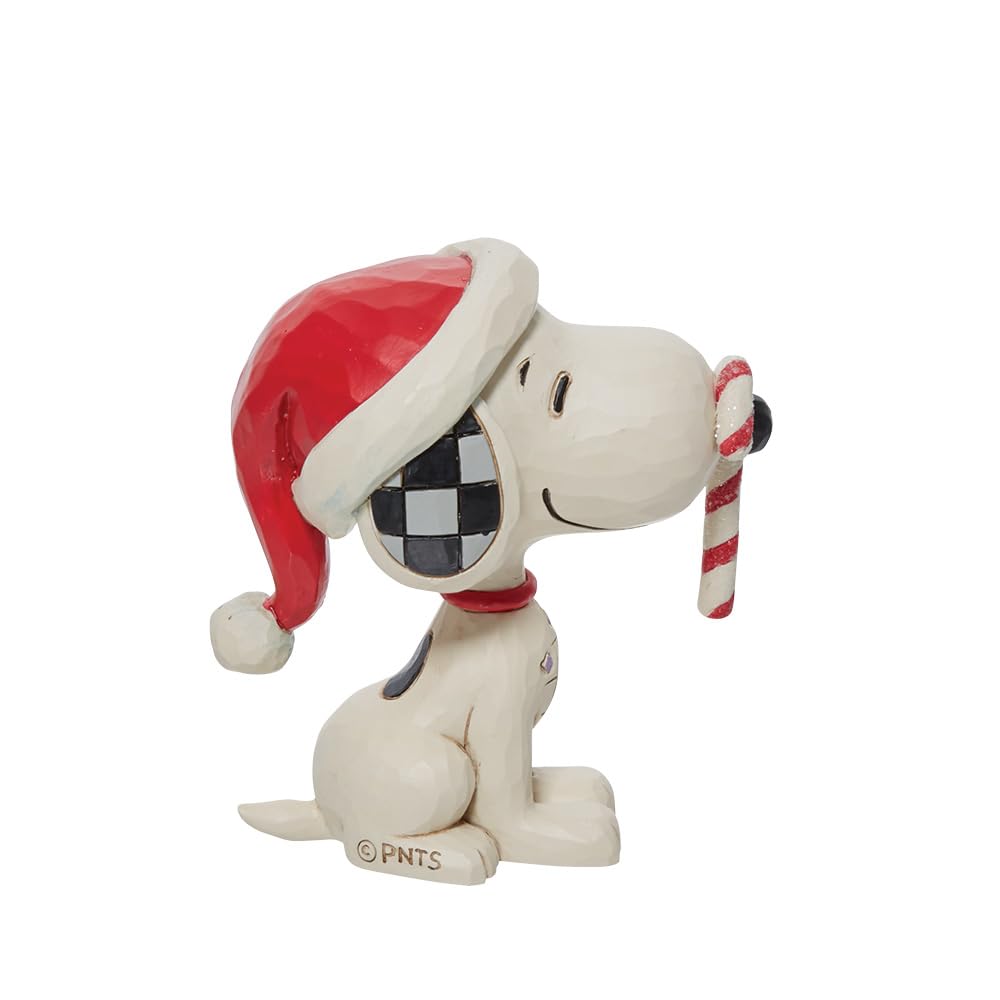 Enesco Peanuts by Jim Shore Snoopy Glitter Candy Cane Multicolor Figurine, 2.75 Inch,