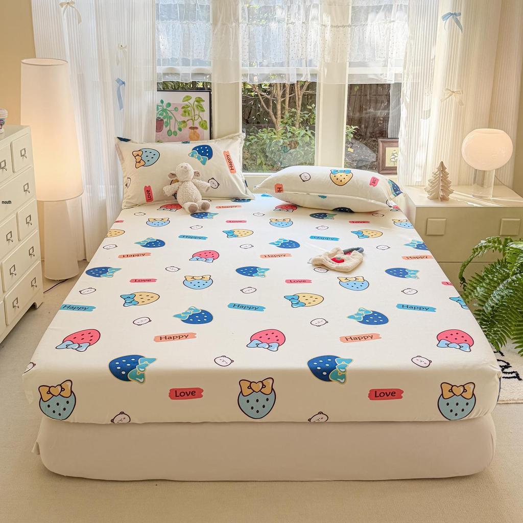 Skin-friendly Aloe Cotton Printed Fitted Sheet Bed and Mattress Protector
