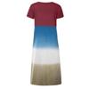 Women's Casual Gradient Color Blocking Print V-Neck Sexy Short-Sleeved Dress