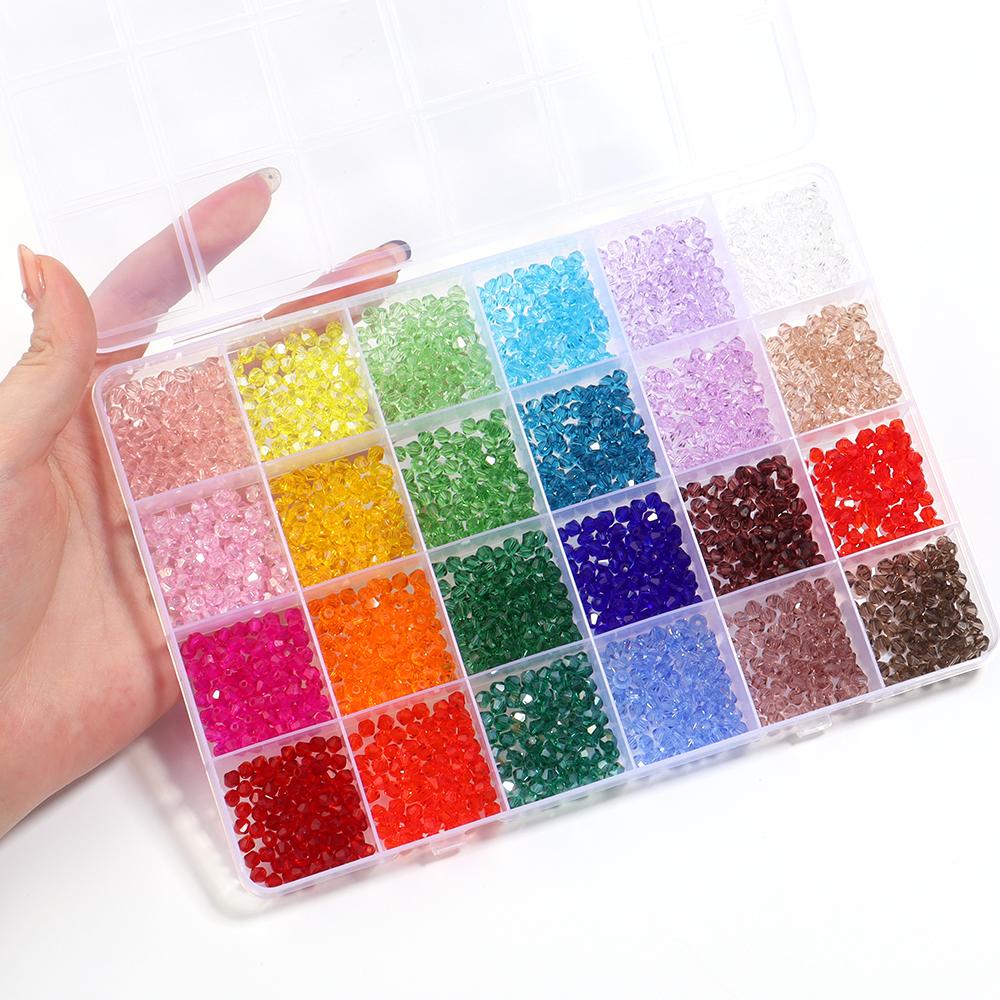 15/24Grids 4mm Multicolor Crystal Beads Bicone Shaped Faceted Loose Glass Beads For Jewelry Making Bracelet Necklace DIY Earring