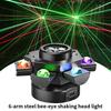 DMX512 150W Bar/KTV/Stage Performance 360° Beam Six-Arm Bee-eye Laser Moving Head Disco Light LED Stage Effect Light