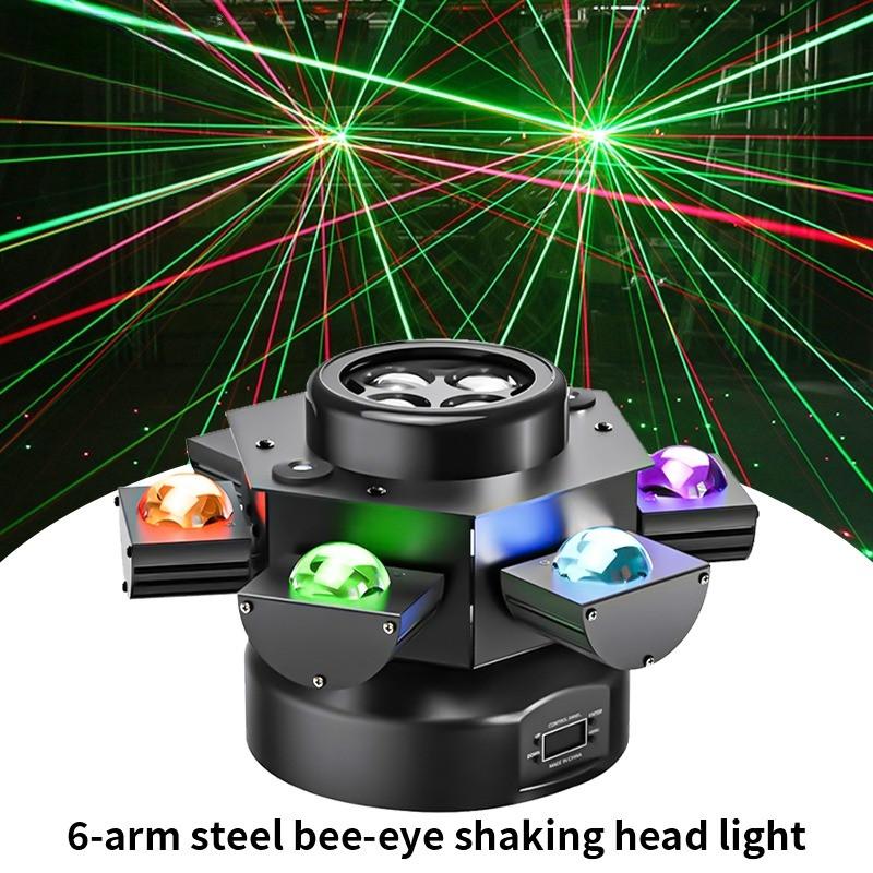 DMX512 150W Bar/KTV/Stage Performance 360° Beam Six-Arm Bee-eye Laser Moving Head Disco Light LED Stage Effect Light