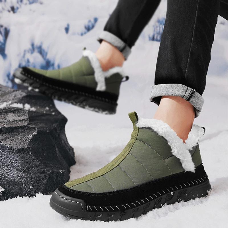 Winter Snow Boots Men New Slip-on Men's Casual Warm Shoes With Fur Comfortable Driving Footwear Shoes Waterproof Boots Moccasins