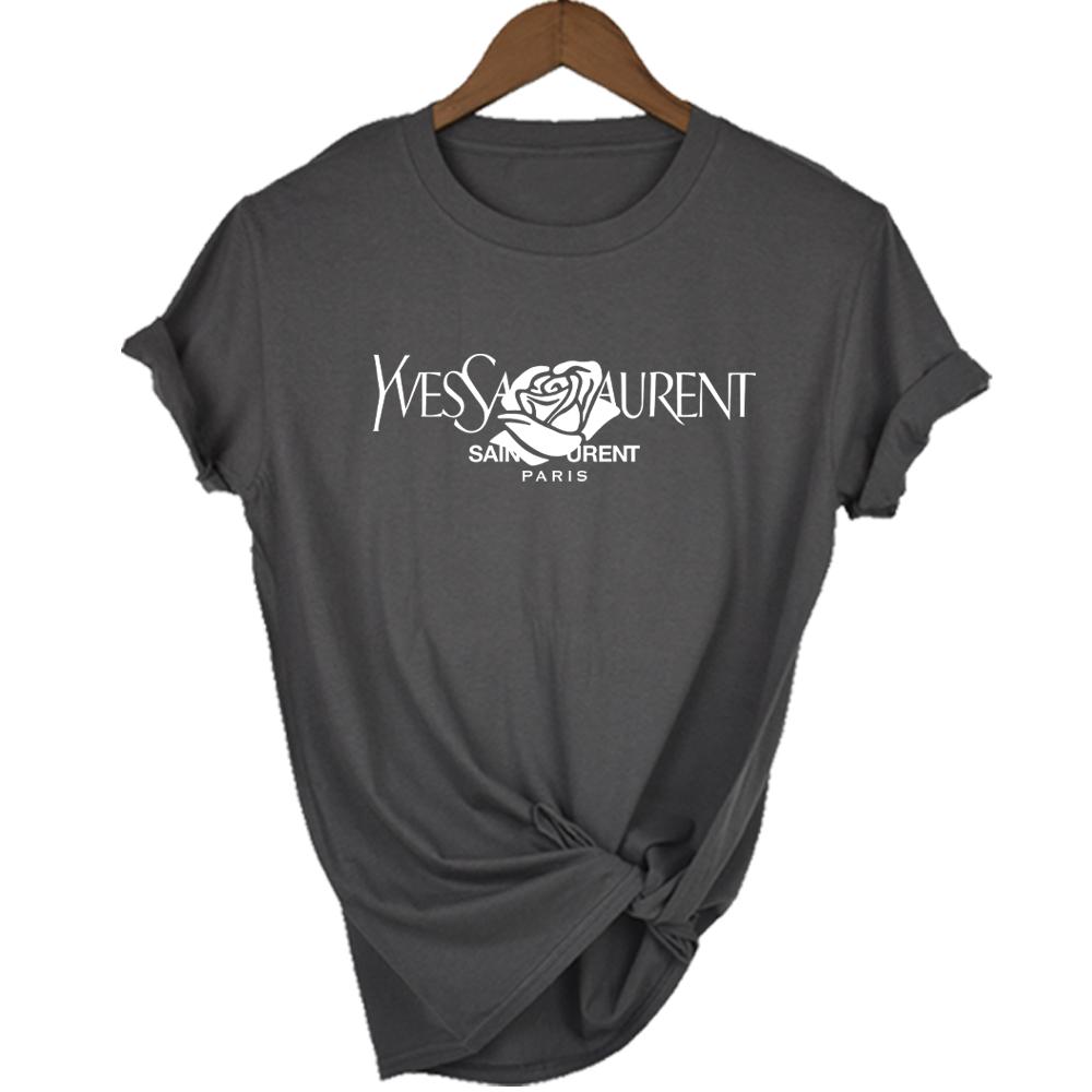 Luxusmarke Marke Mode Alphabet Aufdruck Rundhals Kleidung Kurzarm T-Shirt Trend Damen Sommer M