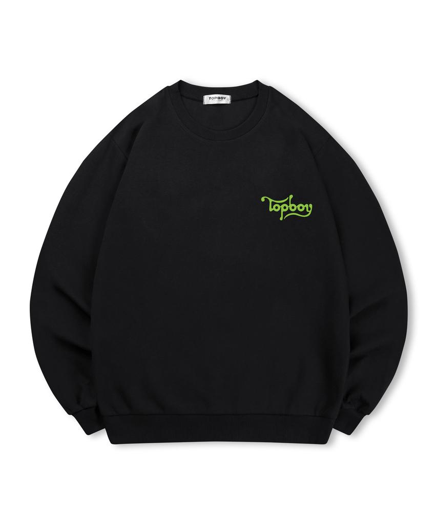 TOPBOY [Non-Fleece Or Fleece] Wave Logo Print Sweatshirt (Type C)