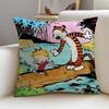 CCalvin and HobbesS Cushion Cover Breathable and skinfriendly linen pillowcase square removable and washable cushion