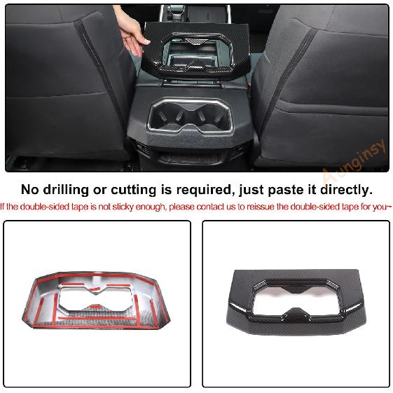 Aunginsy Car Rear Seat Central Armrest Cup Holder Cup Trim Frame Cover Compatible with Toyota Tundra/Sequoia 2022-2025 Car Back Center Console Water