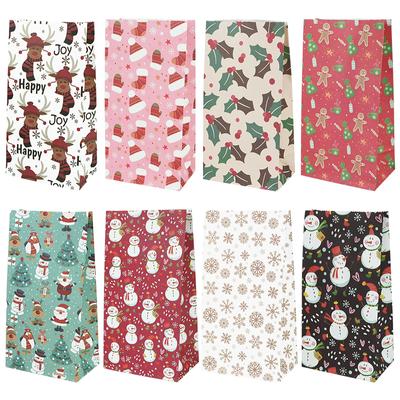 10pcs Kraft Paper Candy Cookie Bag Santa Claus Snowman Christmas Gift Packing Bags Xmas Navidad New Year Party Decor Supplies