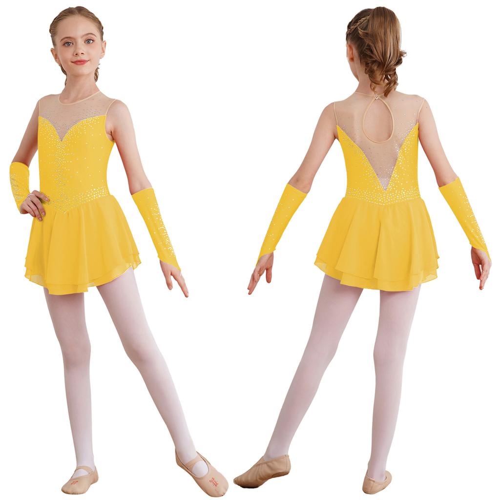 CHICTRY Tuta Ginnastica Artistica Bambina Paillettes Crop Top A Maniche Lunghe + Pantaloncini Metallizzati Completo 2 Pezzi Da Hip Hop Samba Danza Moderna A Argento 5-6 Anni