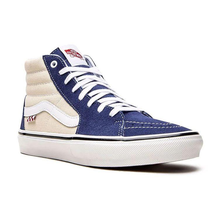 Vans Sk8 Canvas Leather Casual High-Top Skate Shoes Unisex Sneakers Blue White VN0A5FCC89S