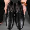 Spring Men Loafers Leather Men Shoes Summer Hollow Breathable Oxfords Man Casual Shoes Slip on Formal Dress Shoes for Man