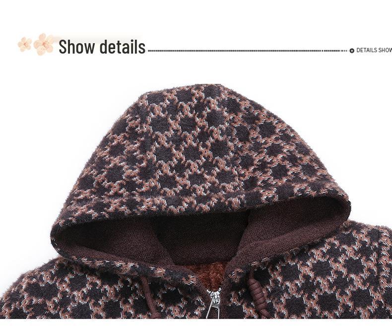 Mom's 2025 Winter Coat: New Velvet Cotton Jacket with Added Fleece for Middle-Aged and Elderly Women