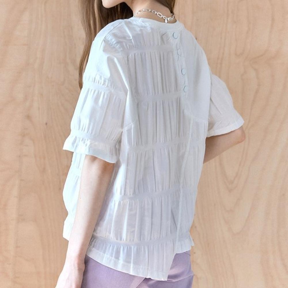 MAXZA Knopfpunkt Geprägte Raffung Bluse Zc05qb031on