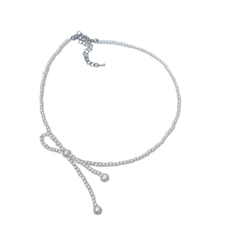 Изящное колье-бантик Украшение Женская Мода Цепочка на Ключицы Стильное Колье с Подвеской для Повседневной Носки и Вечеринок белый