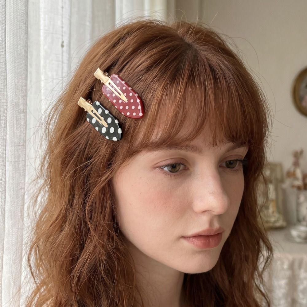 Black White Polka Dot Hair Clip Wave Point Side Clip Temperament Acetate Seamless Hairpin  Work