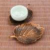 1Pc Leaf Coaster and Incense Burner - Dual Purpose Zinc Alloy Trinket Tray, Home Decor