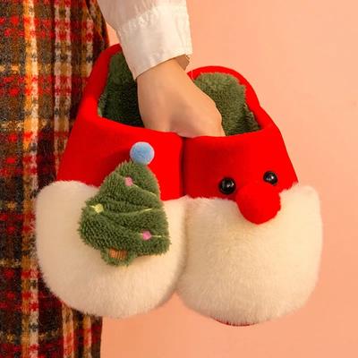Móda Santa Claus Pantofle Nové Muži Ženy Zimní Kreslené Vánoce Roztomilé Plyšové Teplé Vnitřní Domácnost Bavlněné boty Protiskluzové boty pro pár