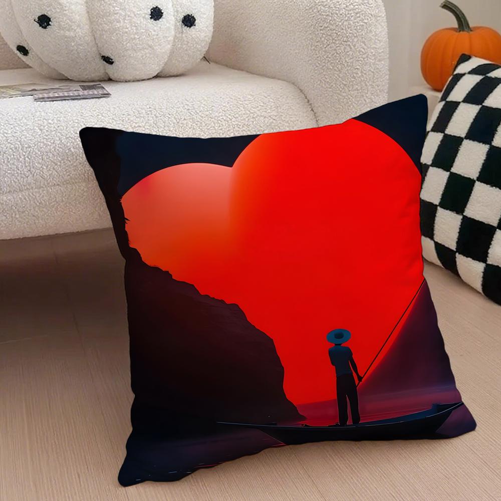 Creative Heart Stealing Theme Cushion Cover Throw Pillow Cover Hidden Button Durable Polyester Chair Cushion