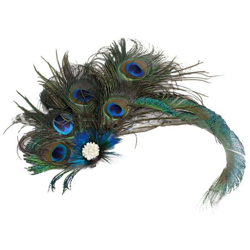 

Фасцинатор-заколка для волос в стиле 1920-х годов для женщин, фасцинатор с перьями павлина, шпилька для волос, этнический стиль, карнавальный головной убор 1 зелёный