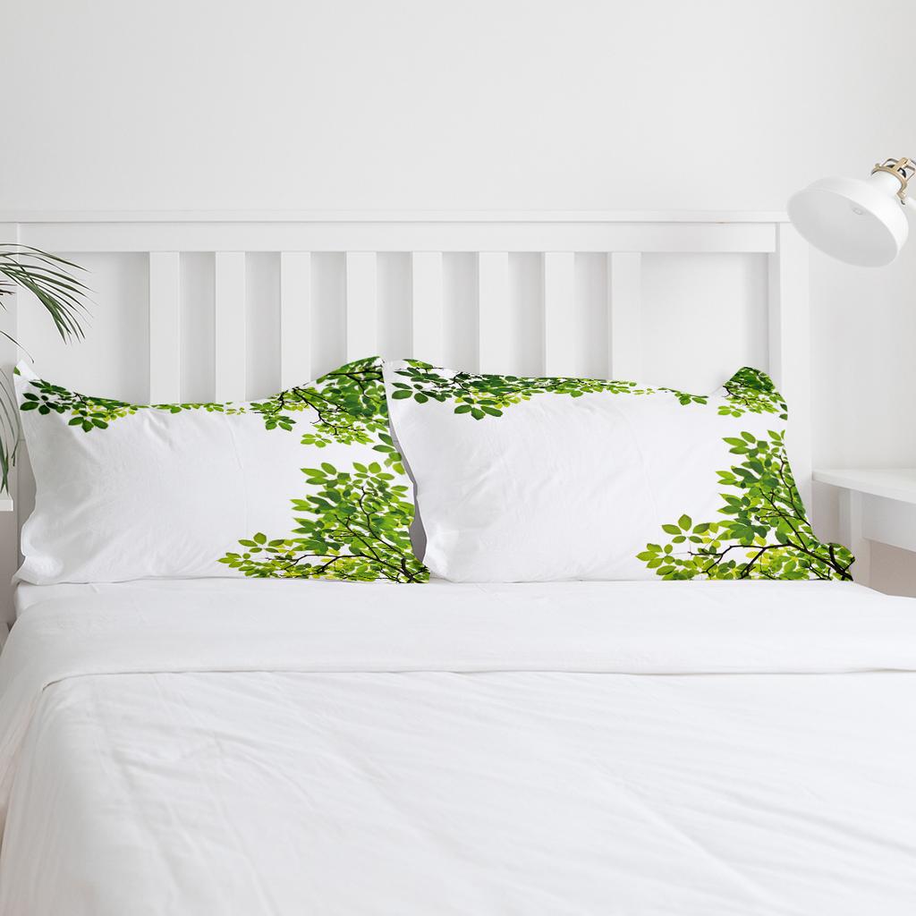 Green Branches Plant Leaves Tree Bedding Set 3pcs Duvet Cover Pillowcase Kids Adult Quilt Cover Double Bed Set Home Textile