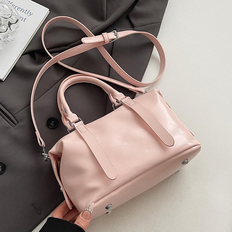Korean Trend Gentle Cream Style Simple Portable Soft Leather Pillow Bag Women's Fashion Versatile Casual Commuter Messenger Bag