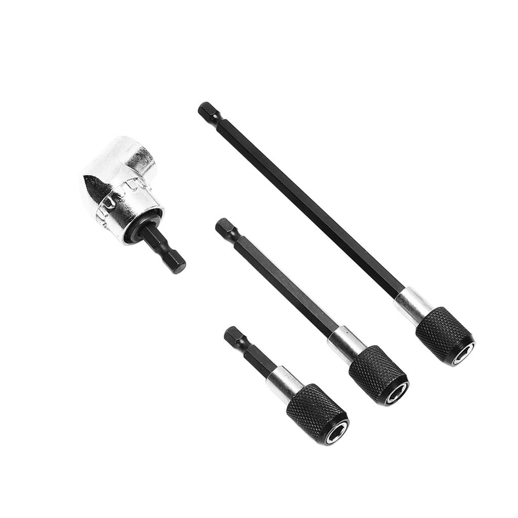 4Pcs Drill Bit Extension Magnetic 14in Hex Shank 105 degrees  Adjustable Adapter Tool Set Kit