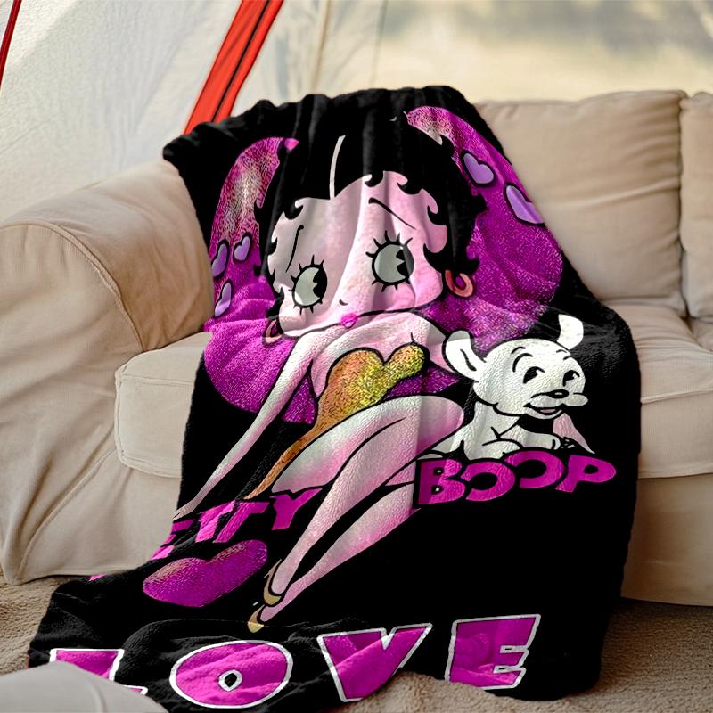 Betty Boop Pattern Blanket, Cozy Blanket for All-Season Comfort on Sofas, Beds, Office, Car, Camping and Travel